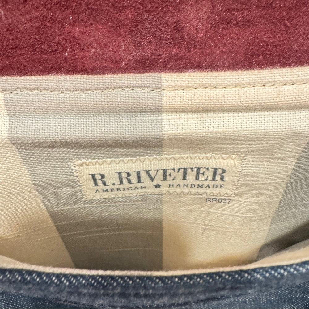R. Riveter Brown Leather Purse Denim Casual Everyday Western Rodeo Cowgirl - Picture 8 of 8